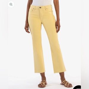 Kut from the Kloth Cropped High-Rise Jeans in Lemon